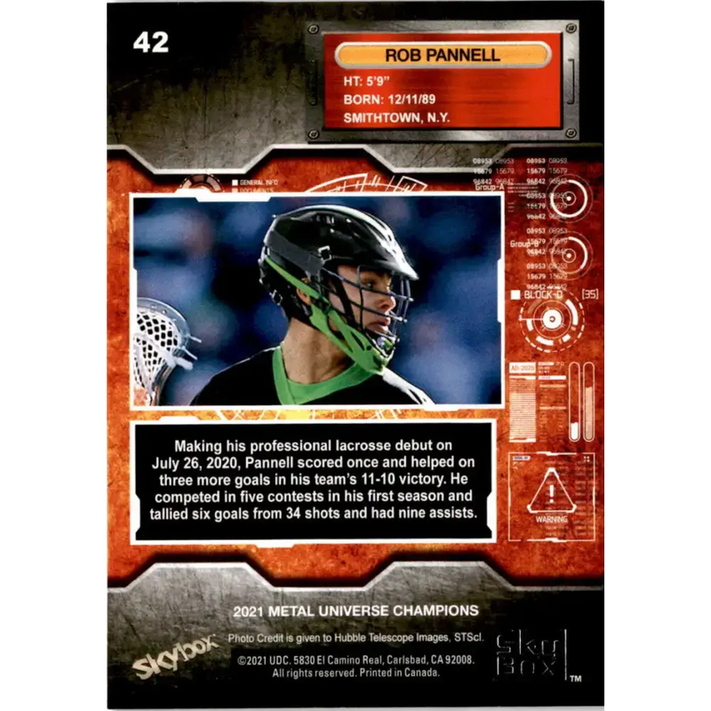 2021 Skybox Metal Universe Champions NM-MT #42 Rob Pannell Lacrosse Card - Lacrosse Card Single
