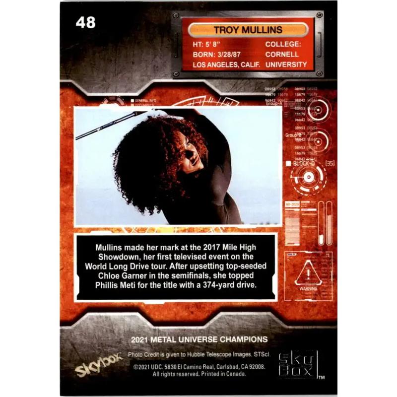 2021 Skybox Metal Universe Champions NM-MT #48 Troy Mullins Golf Card - Other