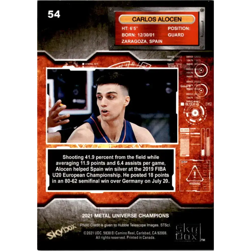 2021 Skybox Metal Universe Champions NM-MT #54 Carlos Alocen RC Basketball Card - Basketball Card Single
