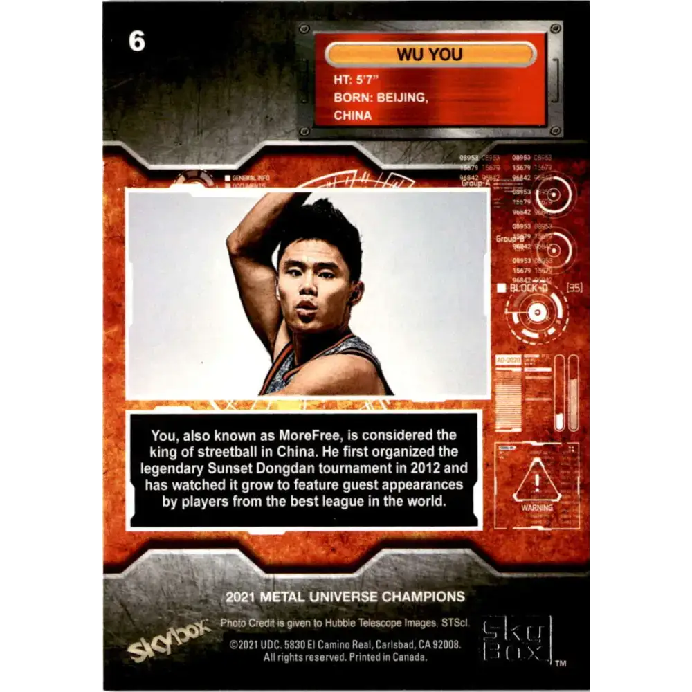 2021 Skybox Metal Universe Champions NM-MT #6 Wu You Basketballl Card - Basketball Card Single