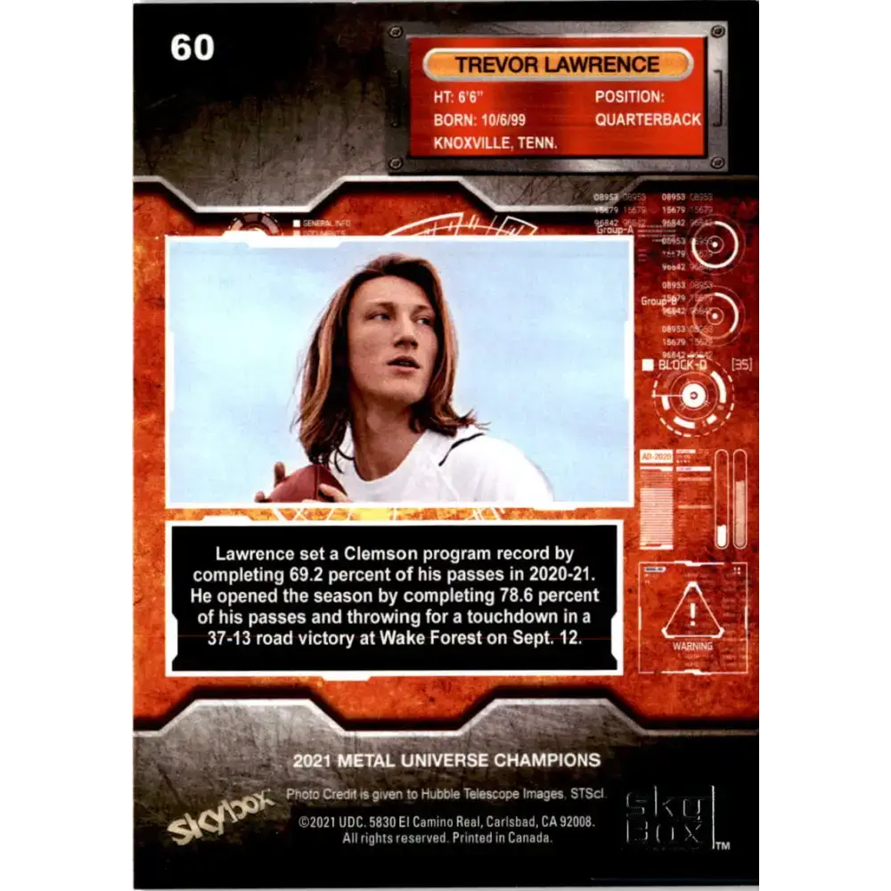 2021 Skybox Metal Universe Champions NM-MT #60 Trevor Lawrence RC Football Card - Football Card Single