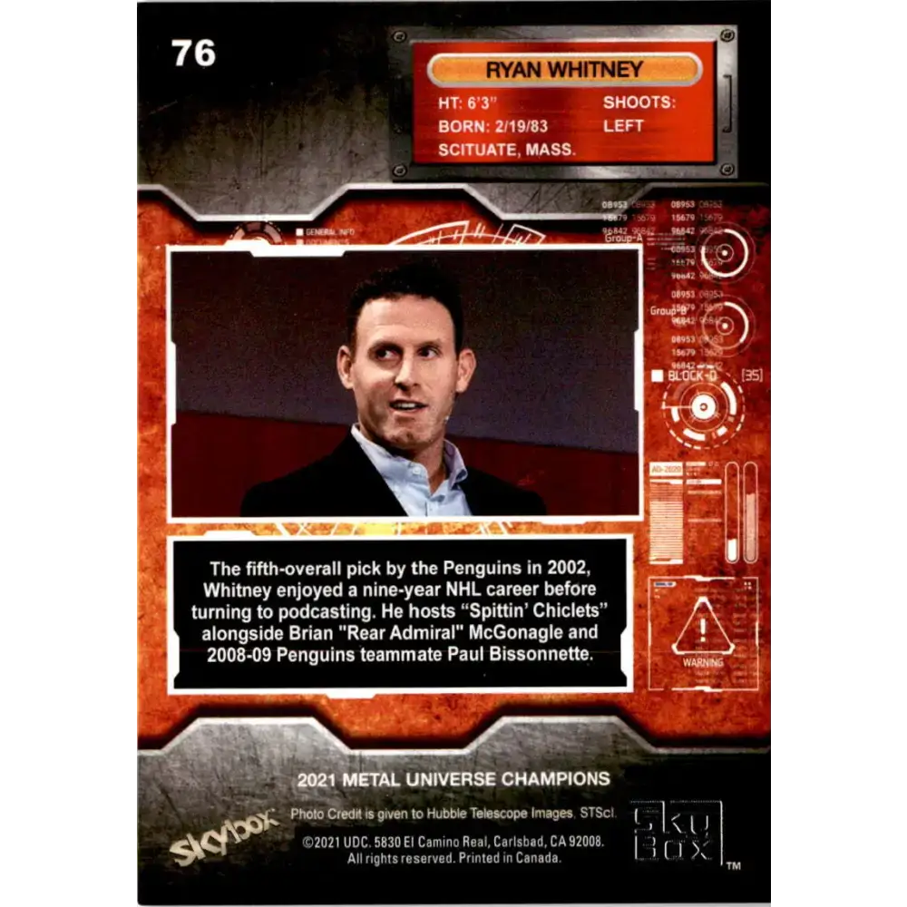 2021 Skybox Metal Universe Champions NM-MT #76 Ryan Whitney TV Personality Card - Hockey Card Single