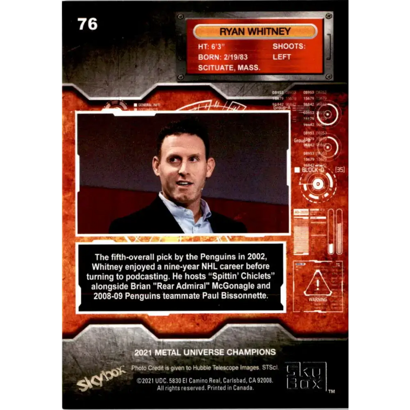 2021 Skybox Metal Universe Champions NM-MT #76 Ryan Whitney TV Personality Card - Hockey Card Single