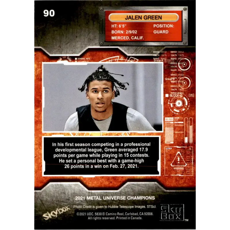 2021 Skybox Metal Universe Champions NM-MT #90 Jalen Green RC Basketball Card - Basketball Card Single