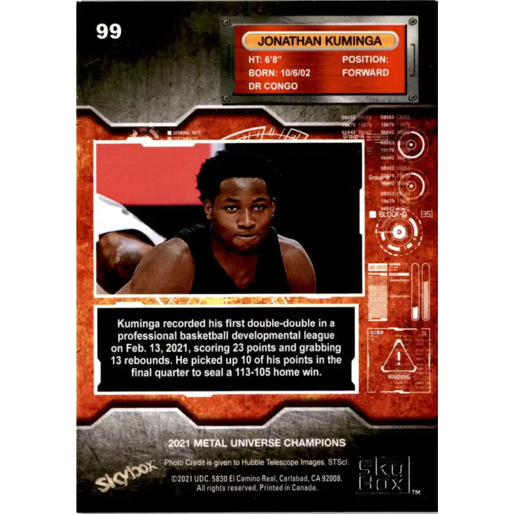 2021 Skybox Metal Universe Champions NM-MT #99 Jonathan Kuminga RC Basketball Card - Basketball Card Single