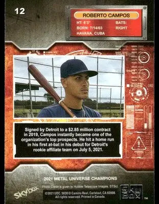 2021 Skybox Metal Universe Champions Roberto Campos #12 Baseball - Baseball Card Single