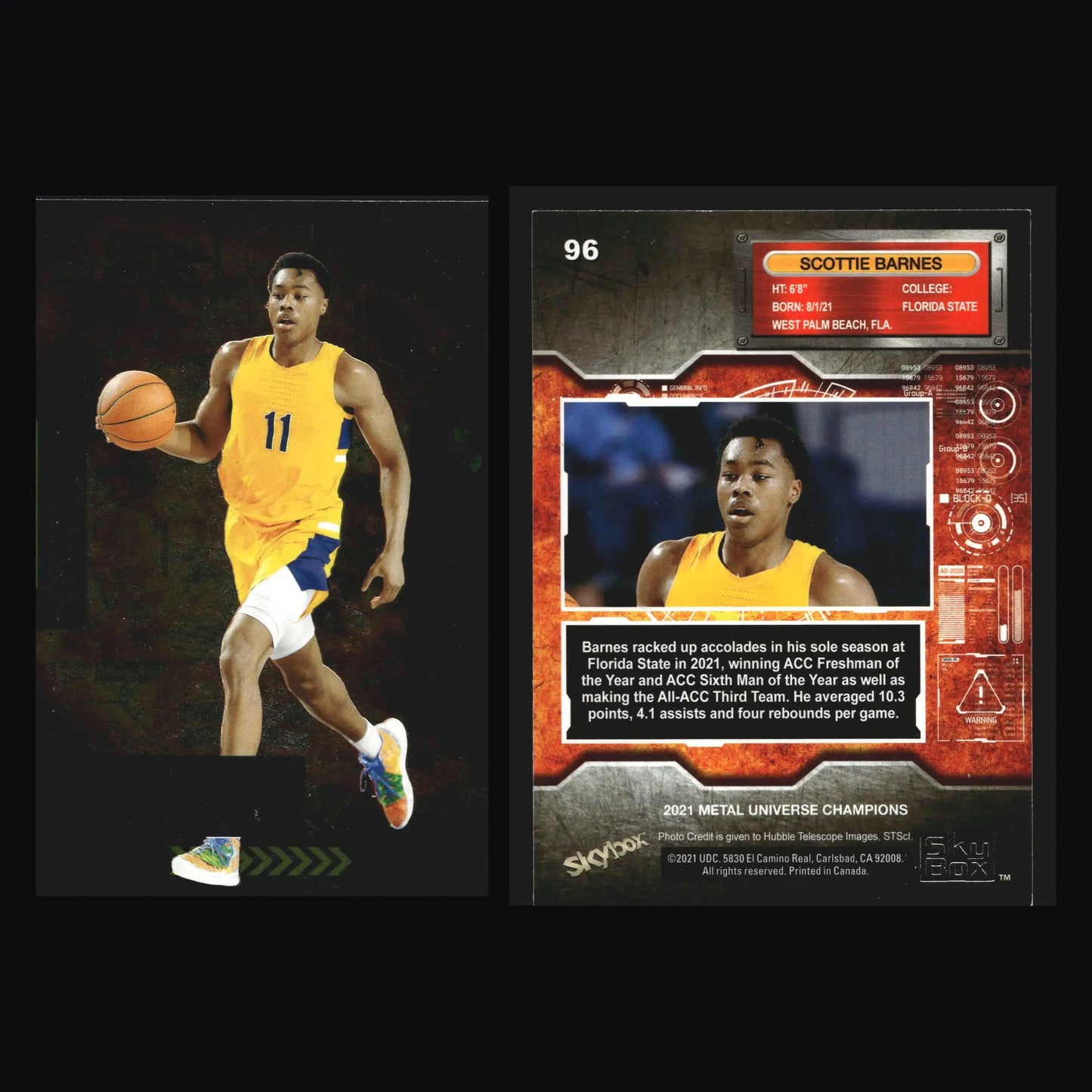 2021 Skybox Metal Universe Champions Scottie Barnes #96 RC Florida State