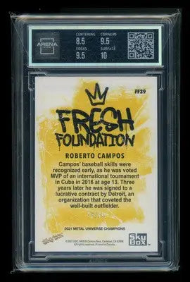 2021 Skybox Metal Universe Fresh Silver Dots Roberto Campos #FF39 79/99 AC 9 - Baseball Card Single