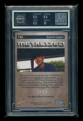 2021 Skybox Metal Universe Rice Silver Dots Roberto Campos #134 019/199 AC 9 - Baseball Card Single