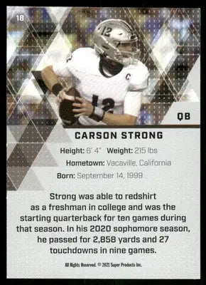 2021 Super Glow Carson Strong #18 Football - Football Card Single