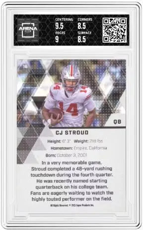 2021 Super Glow CJ Stroud #16 1st Ever Football AC 9 - Football Card Single