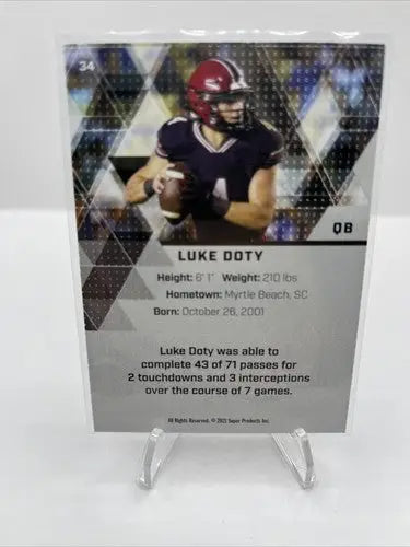 2021 Super Glow Silver Foil Luke Doty #34 Football Card - Football Card Single