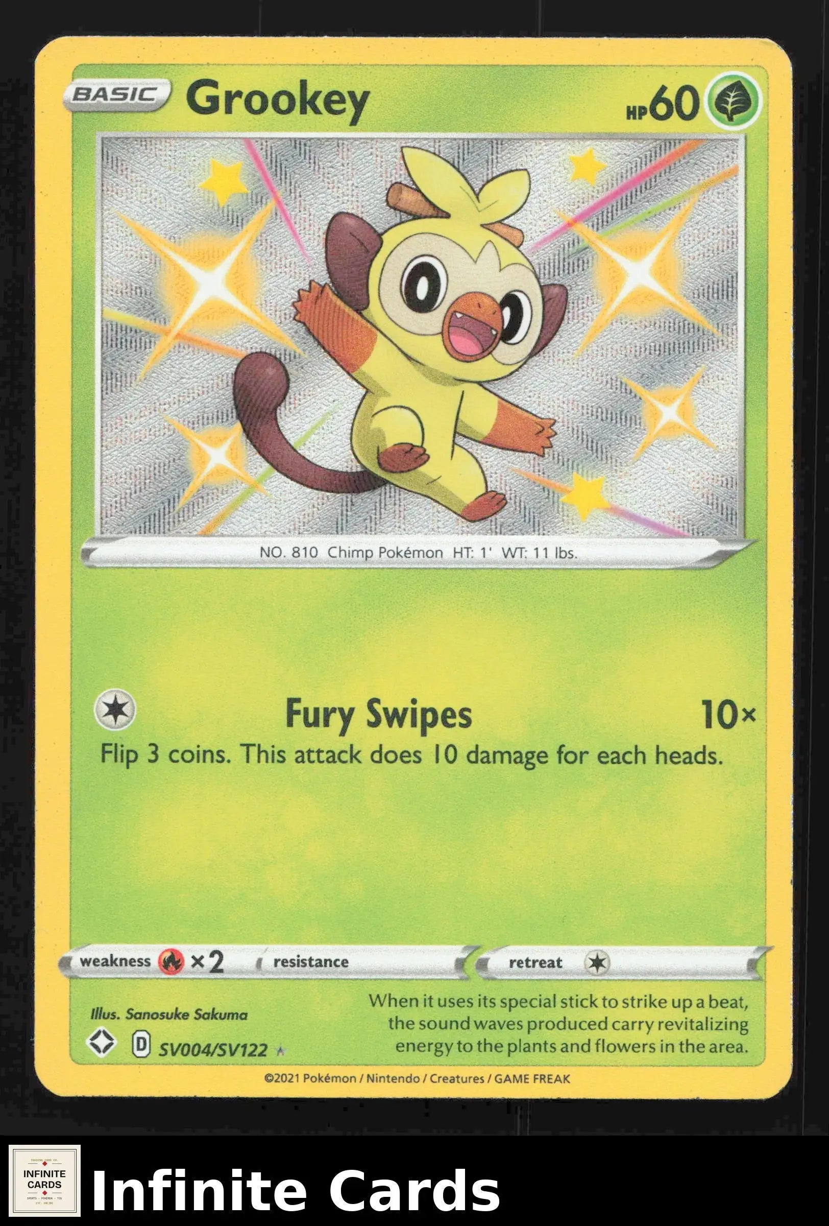 2021 Sword & Shield: Shining Fates Grookey #SV004/SV122 Holo Shiny Holo Rare NM - Pokémon Card Single