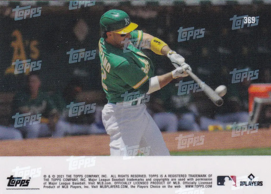 Baseball player Ramon Laureano of Oakland Athletics hitting a ball in 2021 TOPP SNOW