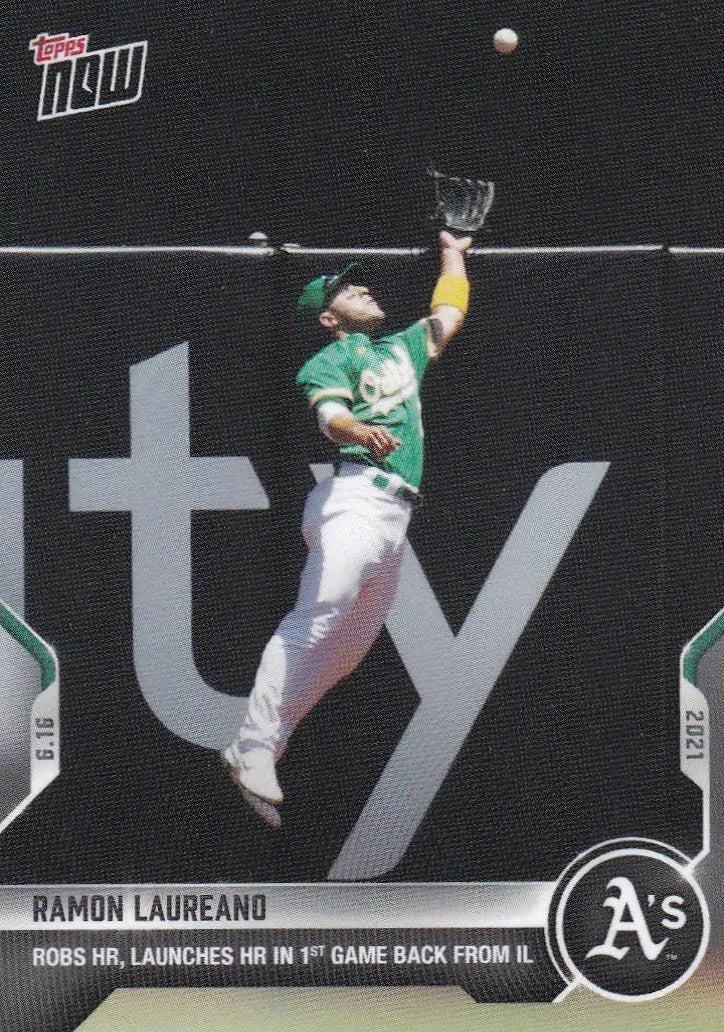 Ramon Laureano baseball card from 2021 TOPPS SNOW featuring Oakland Athletics star