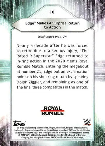 2021 Topps #10 Edge NM-MT collectible trading card with original gloss and metallic sheen