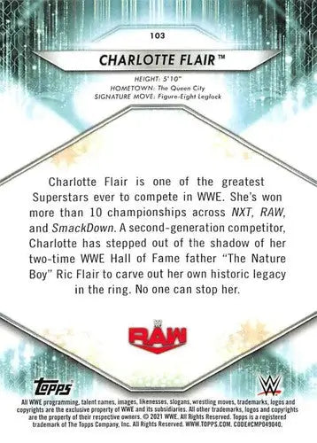 2021 Topps #103 Charlotte Flair NM-MT - Wrestling Card Single