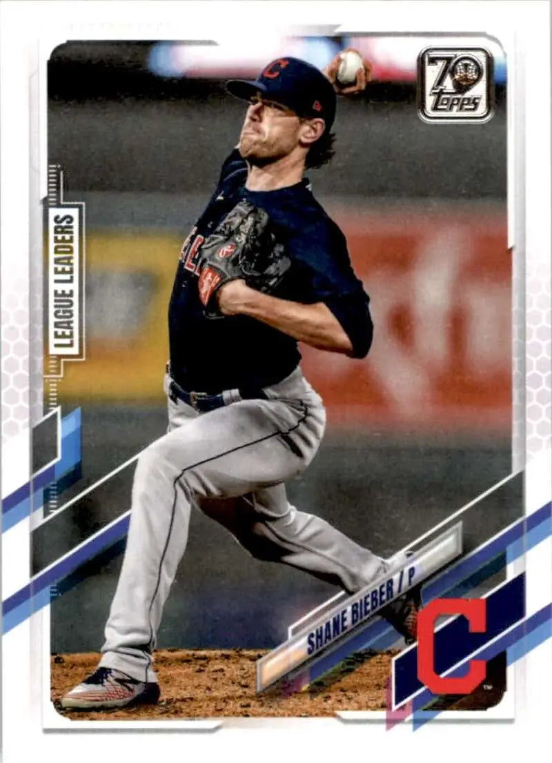 2021 Topps #105 Shane Bieber NM-MT Cleveland Indians Baseball Card - Baseball Card Single
