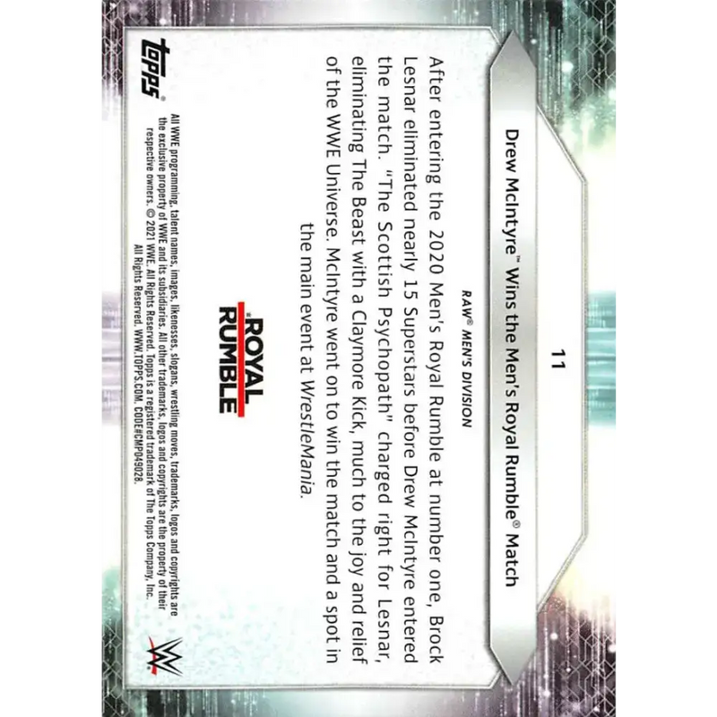 2021 Topps #11 Drew McIntyre NM-MT Wrestling Card - Other