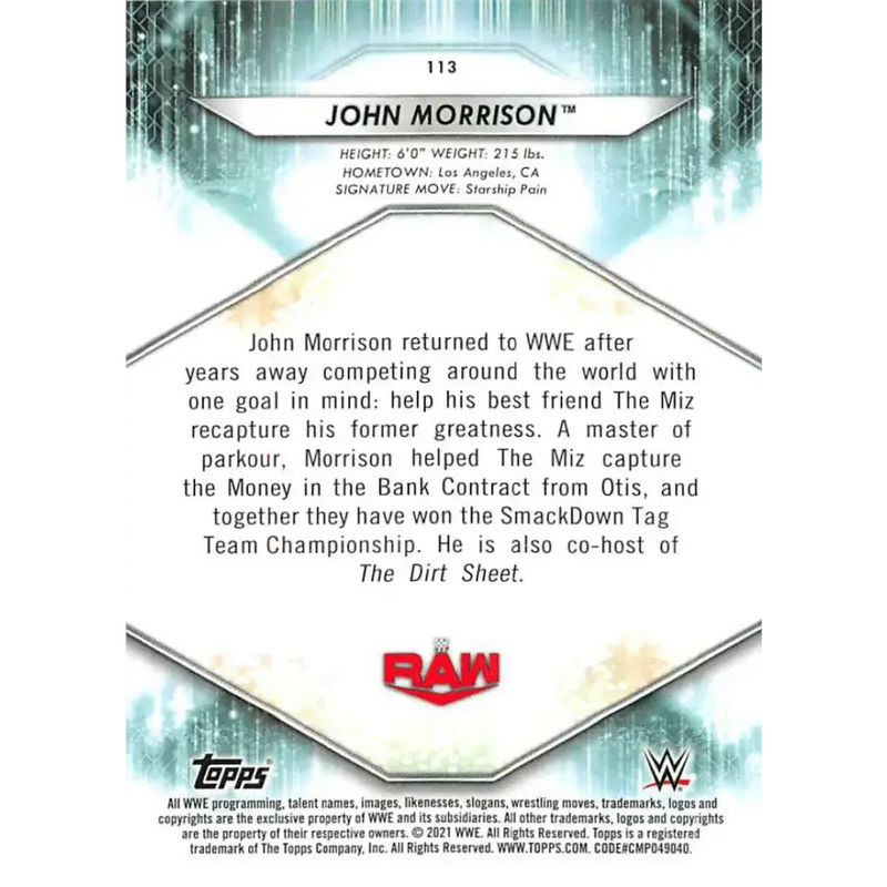 2021 Topps #113 John Morrison NM-MT Wrestling Card - Other