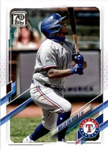 Original gloss Willie Calhoun baseball card 2021 Topps #115 NM-MT Rangers
