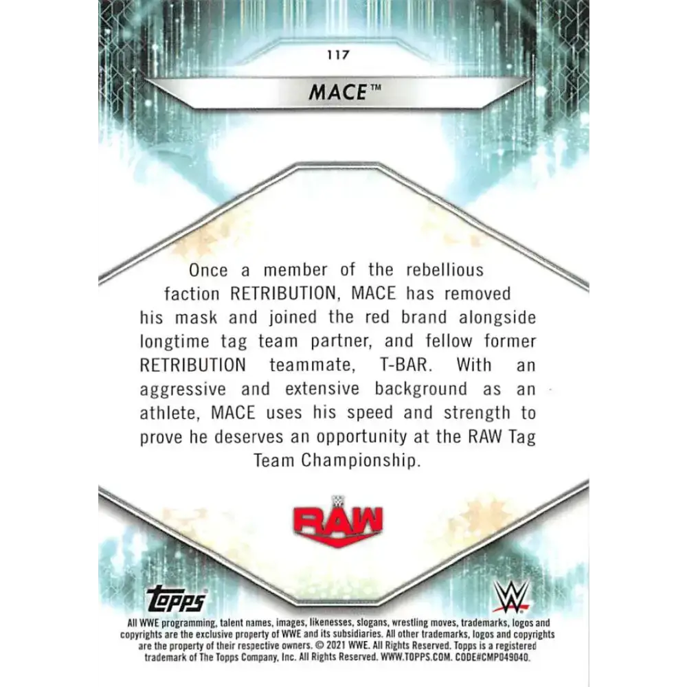 2021 Topps #117 Mace RC NM-MT Wrestling Card - Wrestling Card Single