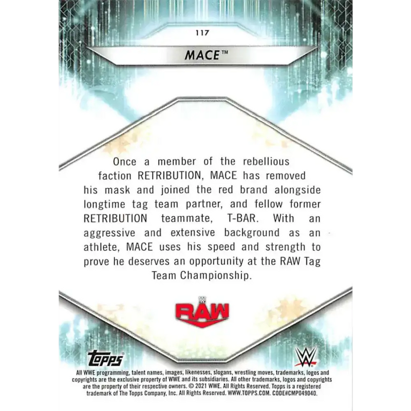 2021 Topps #117 Mace RC NM-MT Wrestling Card - Wrestling Card Single