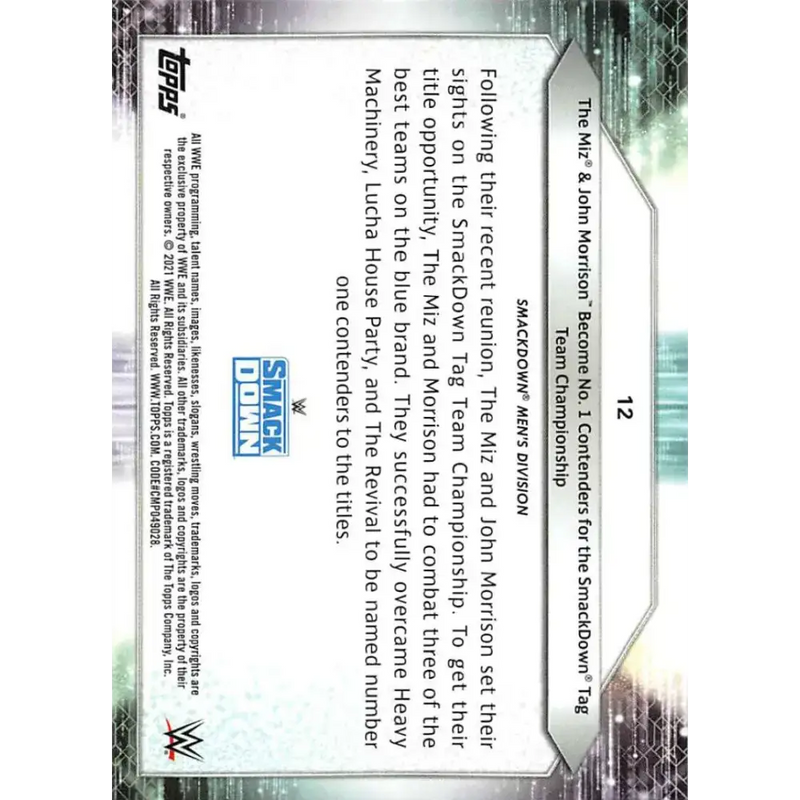 2021 Topps #12 The Miz/John Morrison NM-MT Wrestling Card - Non-Sports Card Single
