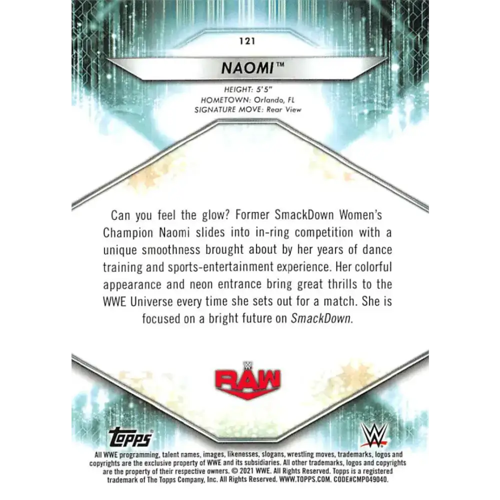 2021 Topps #121 Naomi NM-MT Wrestling Card - Other