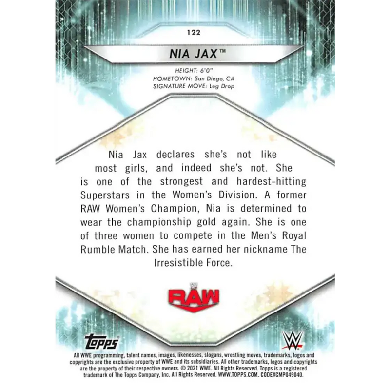 2021 Topps #122 Nia Jax NM-MT Wrestling Card - Other
