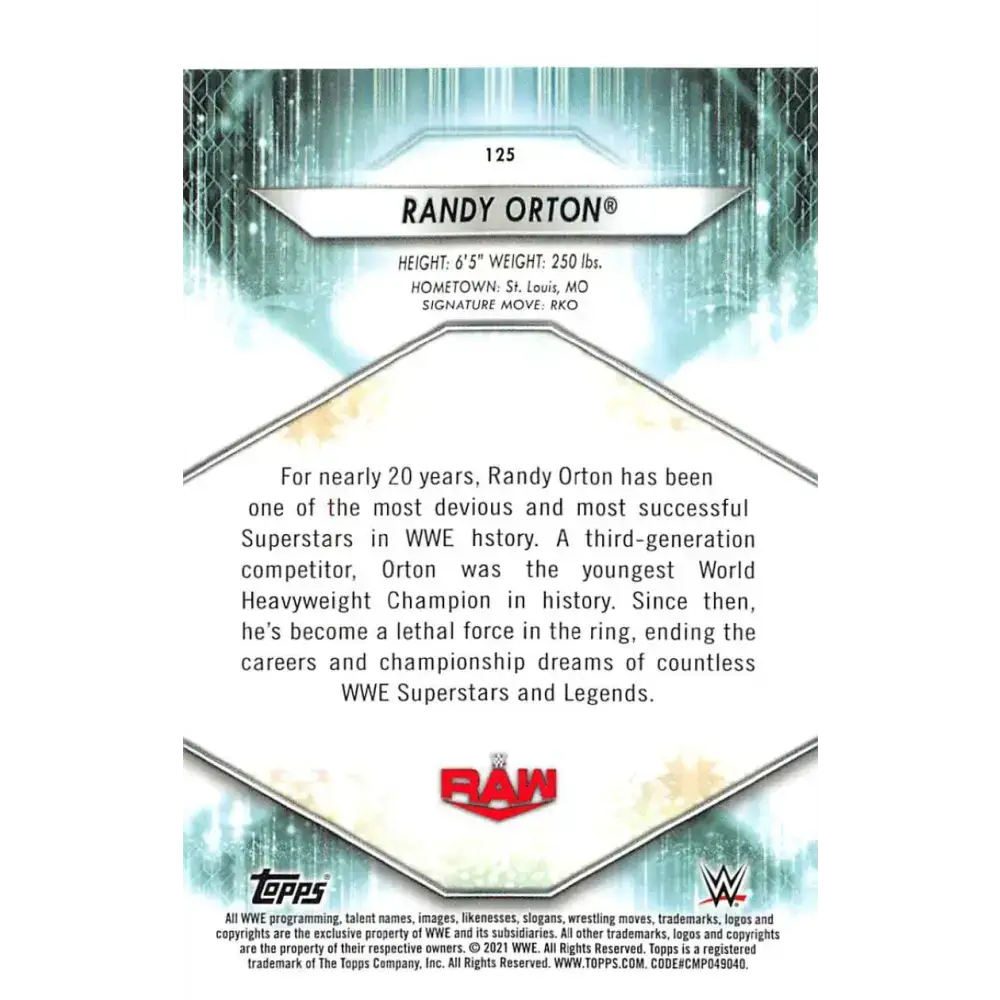 2021 Topps #125 Randy Orton NM-MT Wrestling Card - Non-Sports Card Single