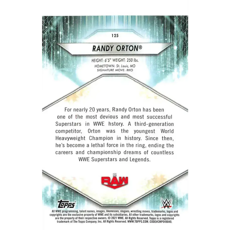 2021 Topps #125 Randy Orton NM-MT Wrestling Card - Non-Sports Card Single