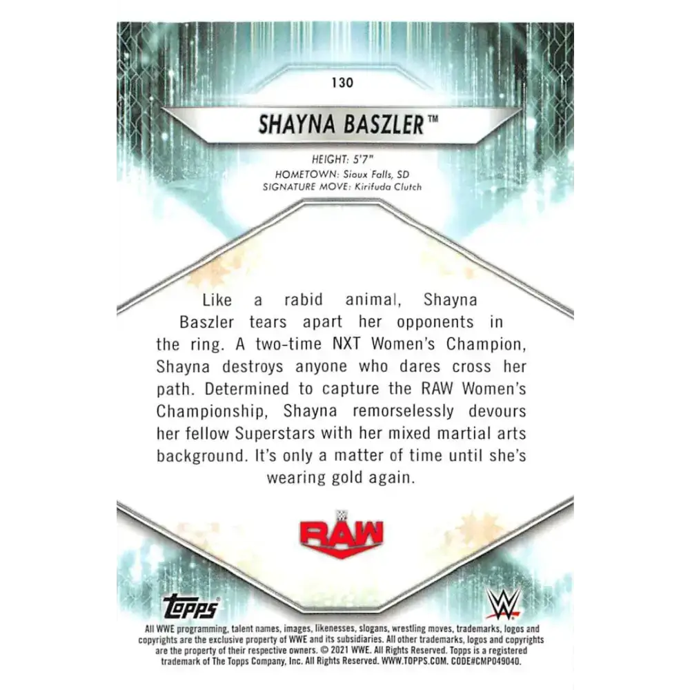 2021 Topps #130 Shayna Baszler NM-MT Wrestling Card - Other