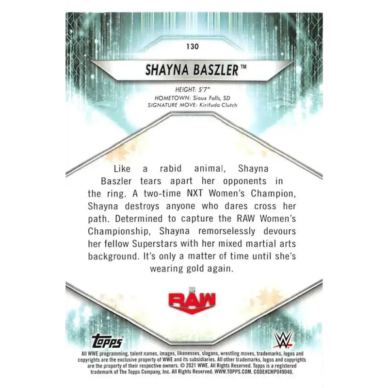 2021 Topps #130 Shayna Baszler NM-MT Wrestling Card - Other