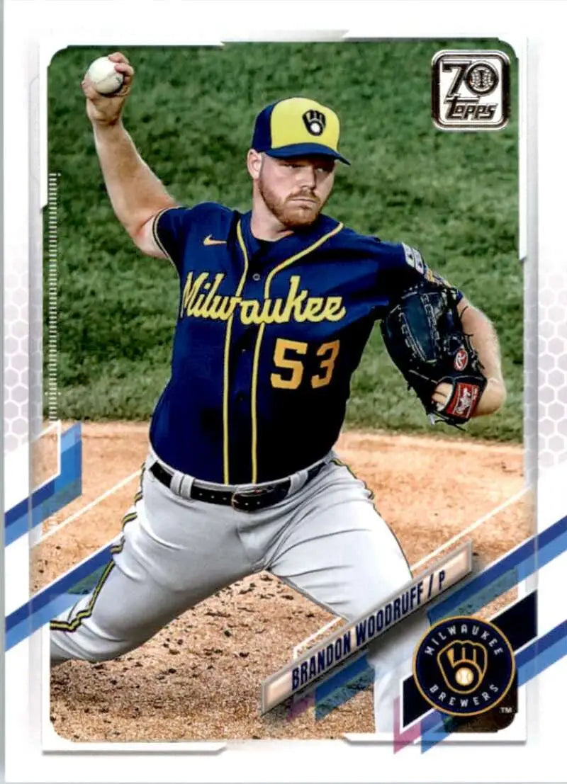 2021 Topps #135 Brandon Woodruff NM-MT Milwaukee Brewers Baseball Card - Baseball Card Single