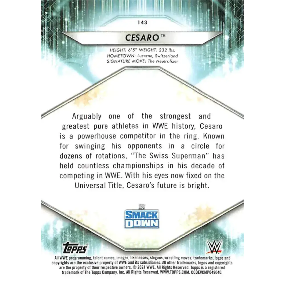 2021 Topps #143 Cesaro NM-MT Wrestling Card - Other