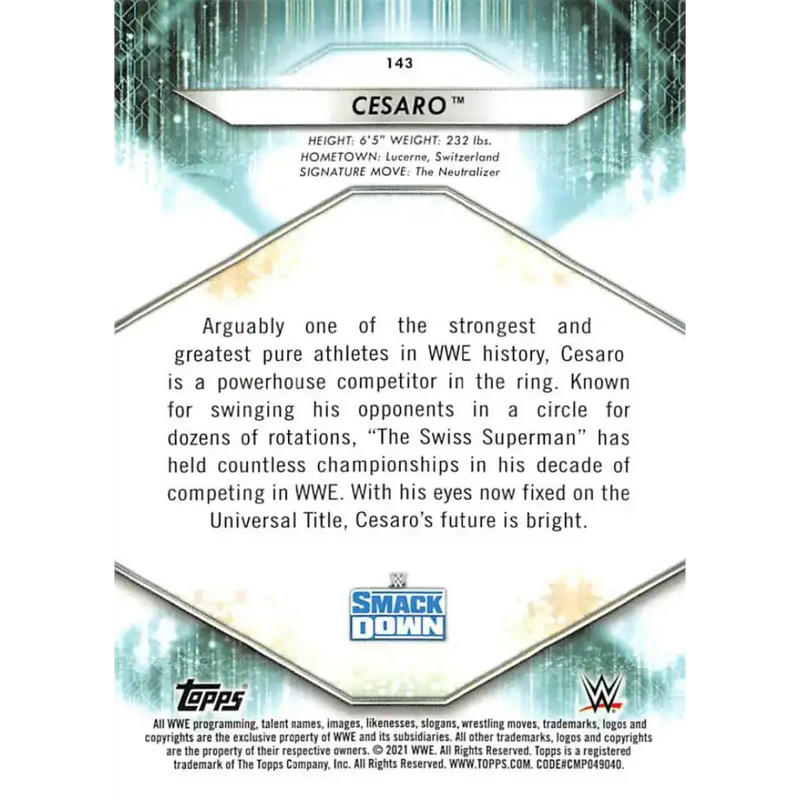 2021 Topps #143 Cesaro NM-MT Wrestling Card - Other
