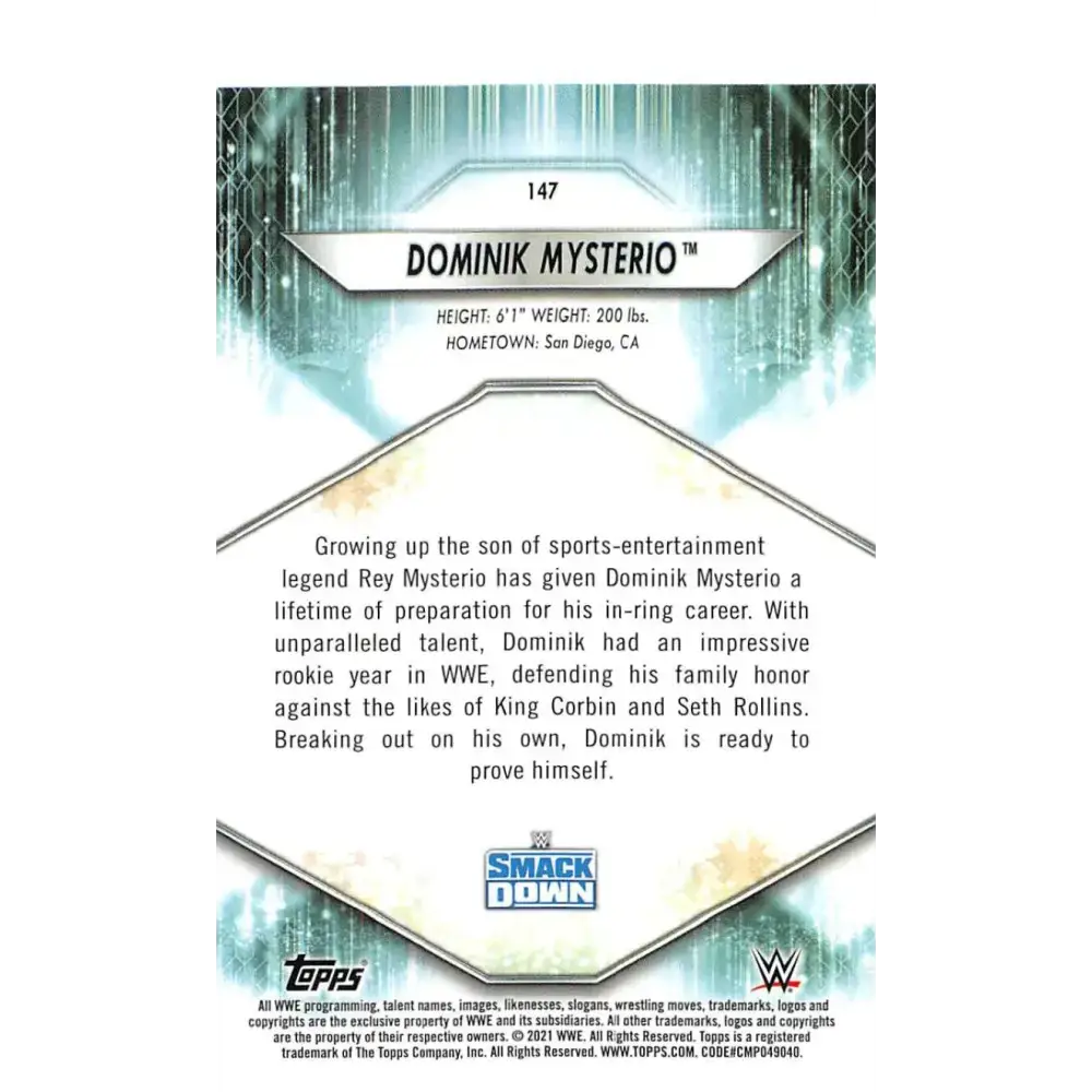 2021 Topps #147 Dominik Mysterio NM-MT Wrestling Card - Wrestling Card Single