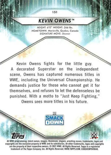 2021 Topps #151 Kevin Owens NM-MT - Baseball Card Single
