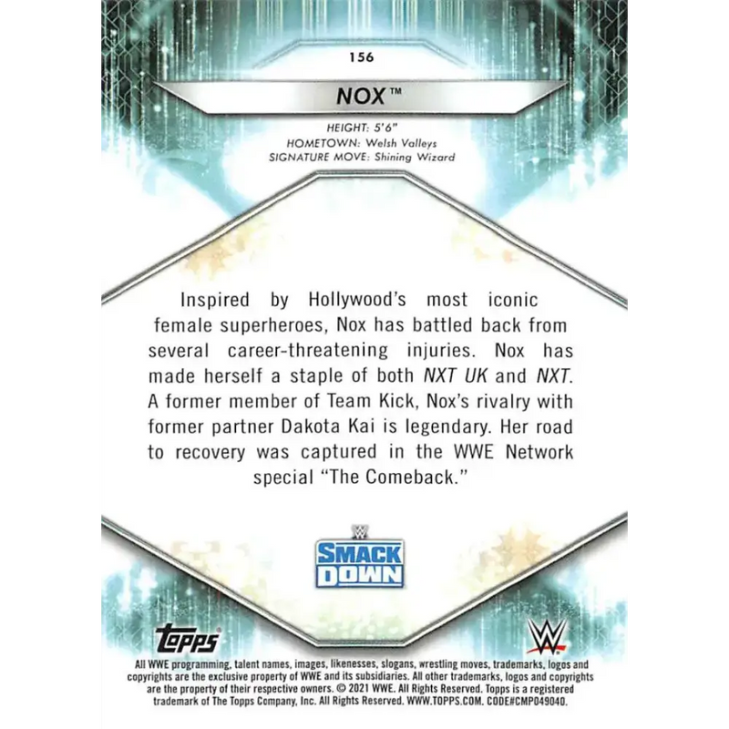 2021 Topps #156 Nox NM-MT Wrestling Card - Wrestling Card Single