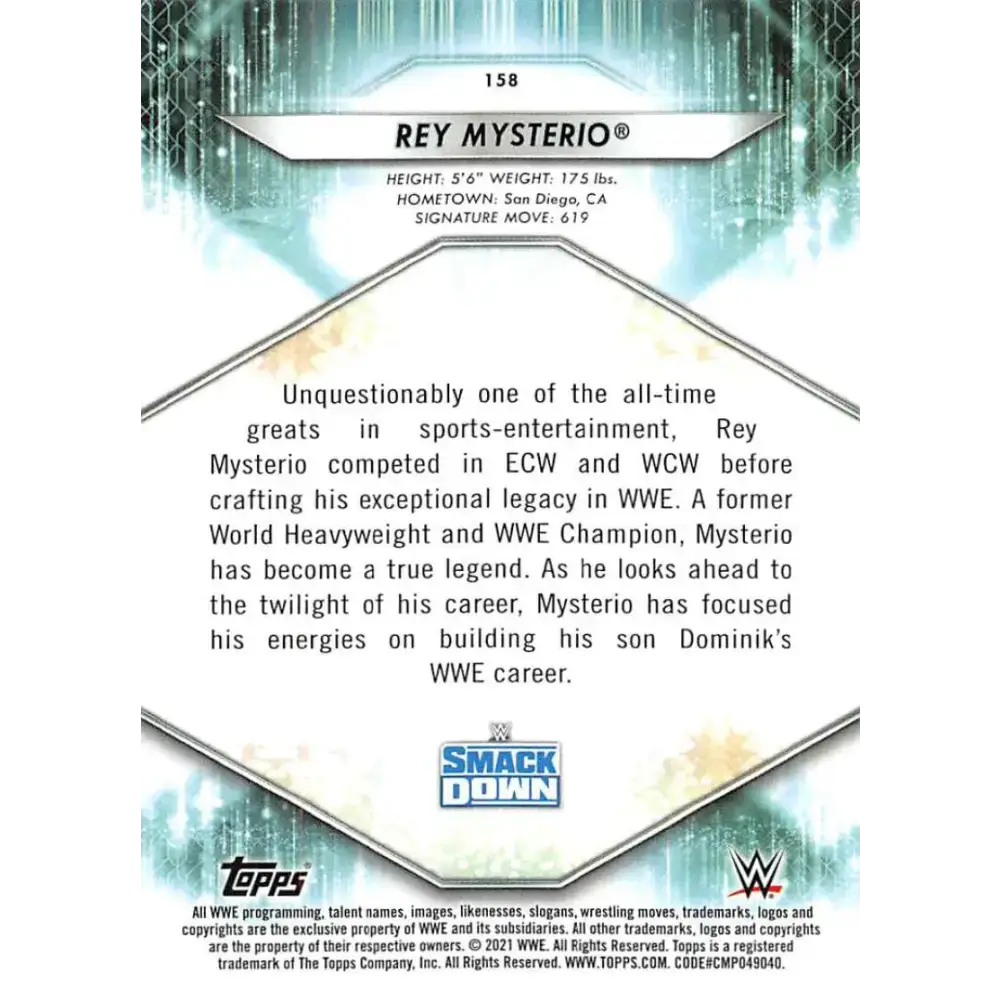 2021 Topps #158 Rey Mysterio NM-MT Wrestling Card - Non-Sports Card Single