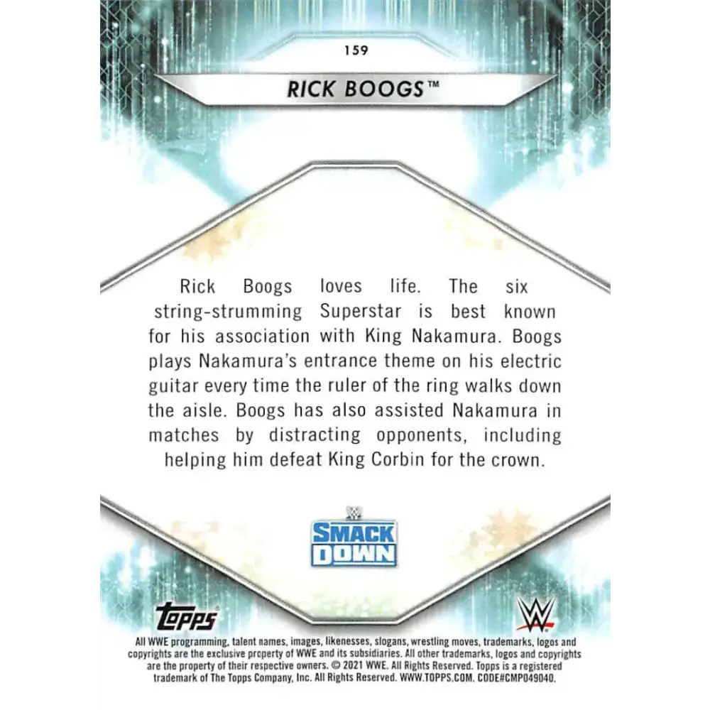 2021 Topps #159 Rick Boogs NM-MT RC Rookie Wrestling Card - Wrestling Card Single