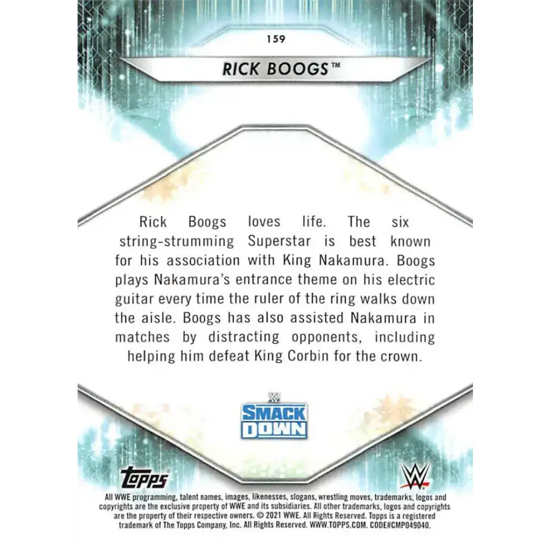 2021 Topps #159 Rick Boogs NM-MT RC Rookie Wrestling Card - Wrestling Card Single