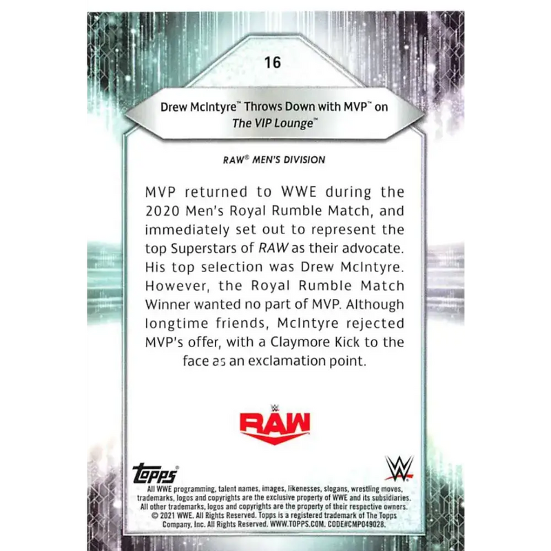 2021 Topps #16 Drew McIntyre NM-MT Wrestling Card - Non-Sports Card Single