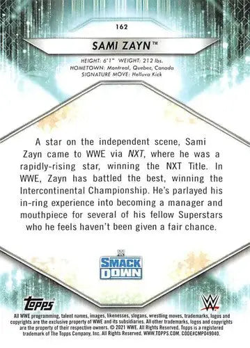 2021 Topps #162 Sami Zayn NM-MT - Wrestling Card Single