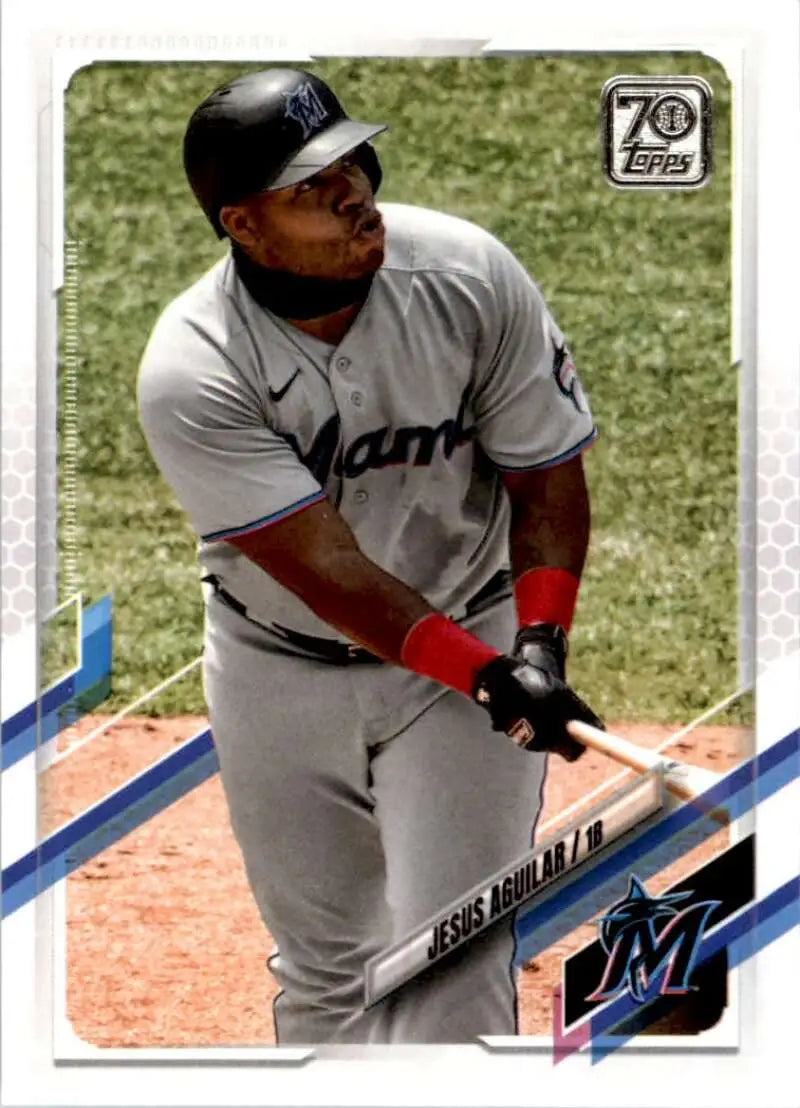 2021 Topps #164 Jesus Aguilar NM-MT Miami Marlins Baseball Card - Baseball Card Single