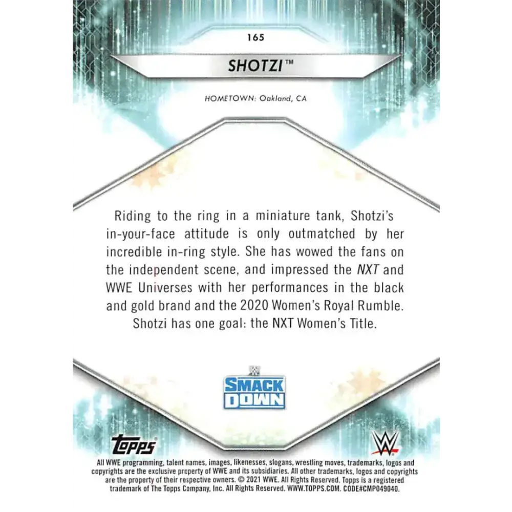2021 Topps #165 Shotzi NM-MT Wrestling Card - Other