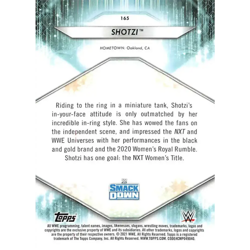 2021 Topps #165 Shotzi NM-MT Wrestling Card - Other