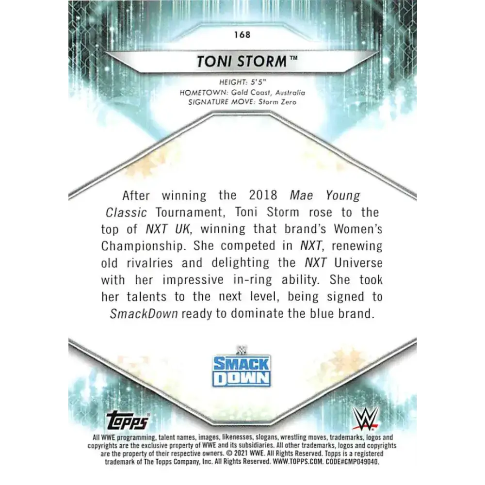 2021 Topps #168 Toni Storm NM-MT Wrestling Card - Wrestling Card Single