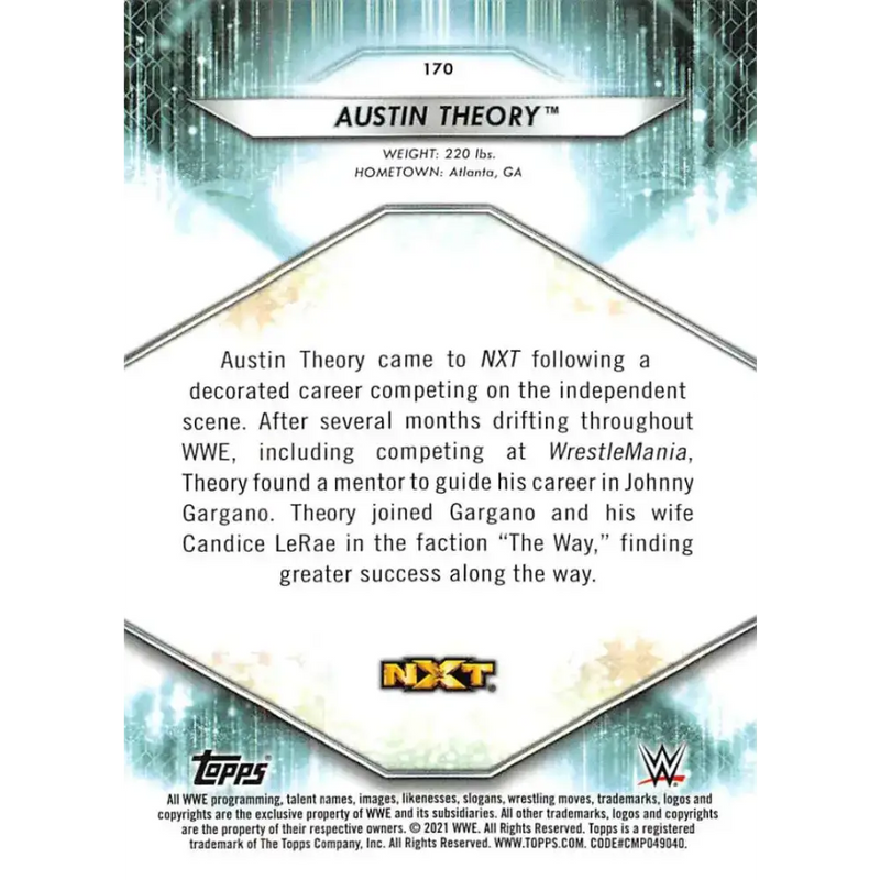 2021 Topps #170 Austin Theory NM-MT Wrestling Card - Other